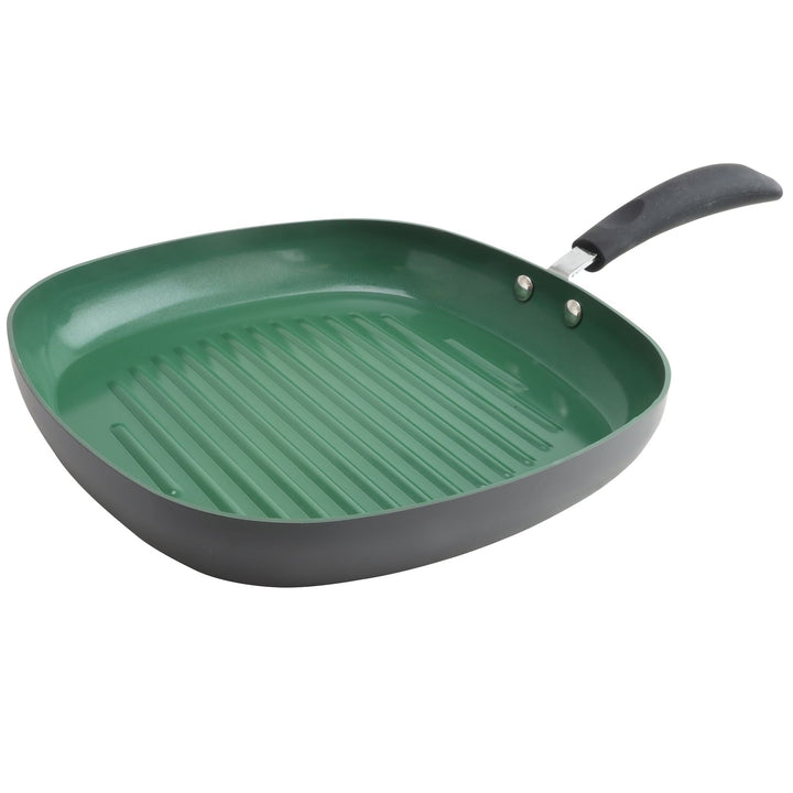 Eco-Friendly Home Hummington 11 inch Green Ceramic Non-Stick Grill Pan