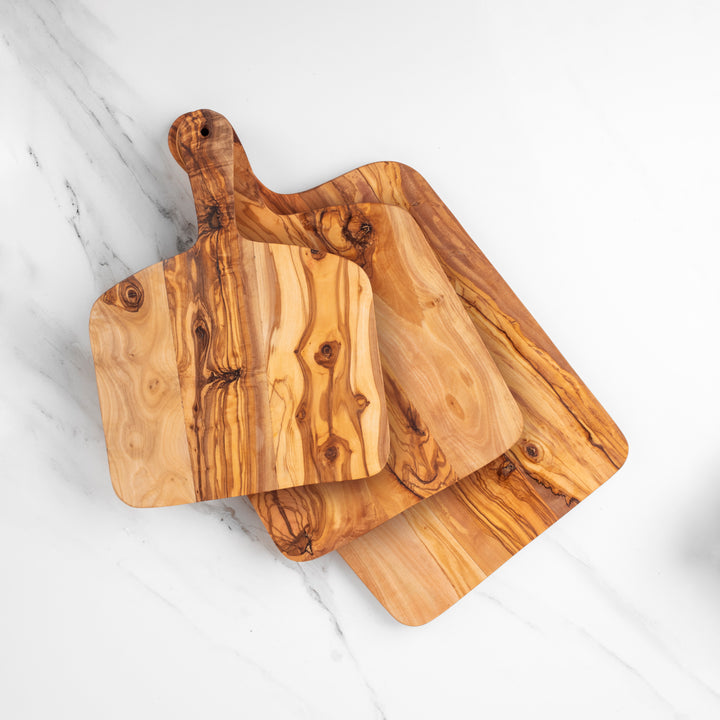 Olive Wood Rectangle Cutting Board with Handle, Handmade