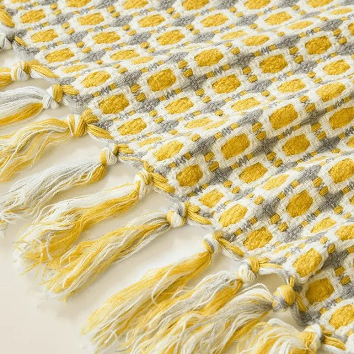 Pastoral Style Yellow Knitted Woolen Blanket